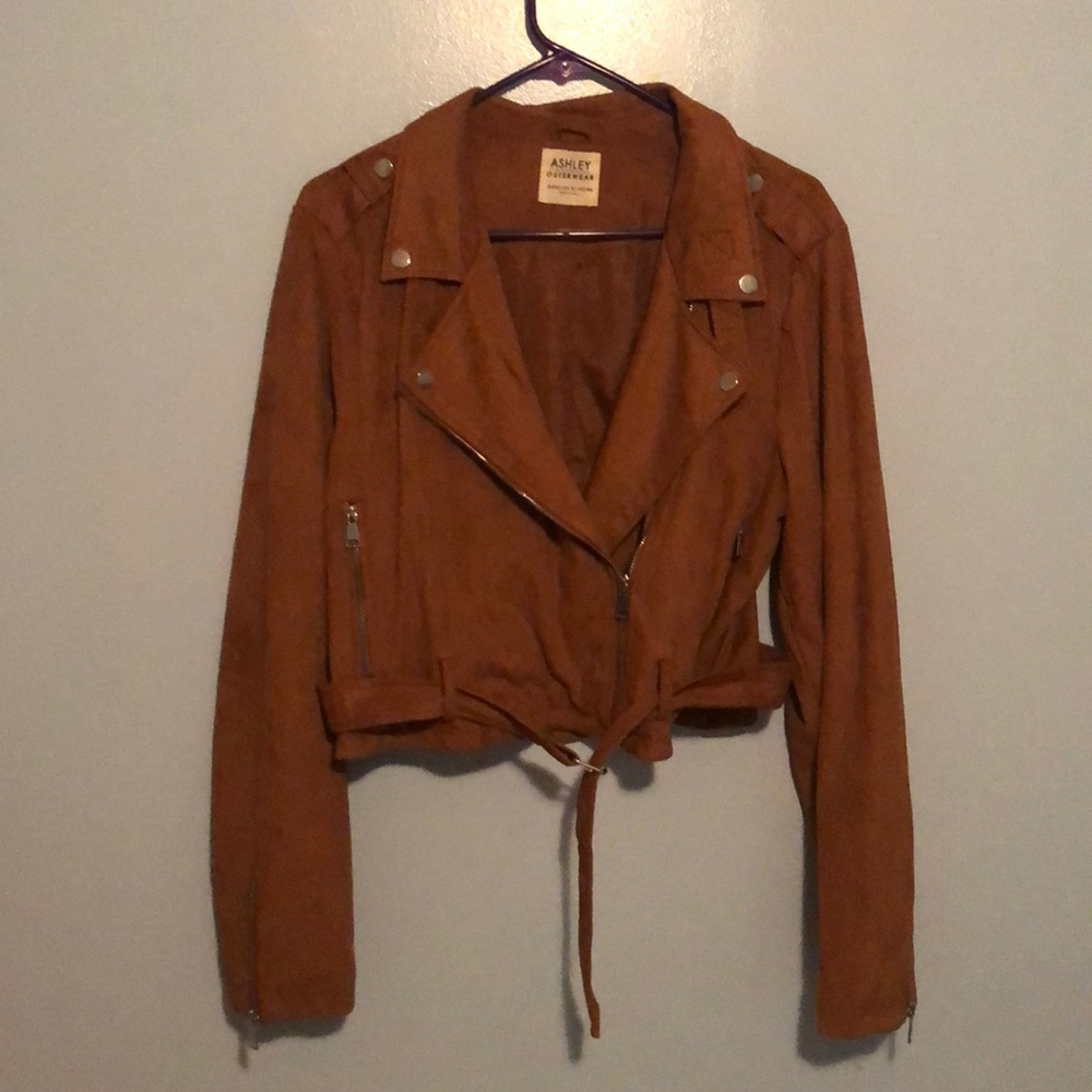 Faux Suede Cropped Moto Jacket